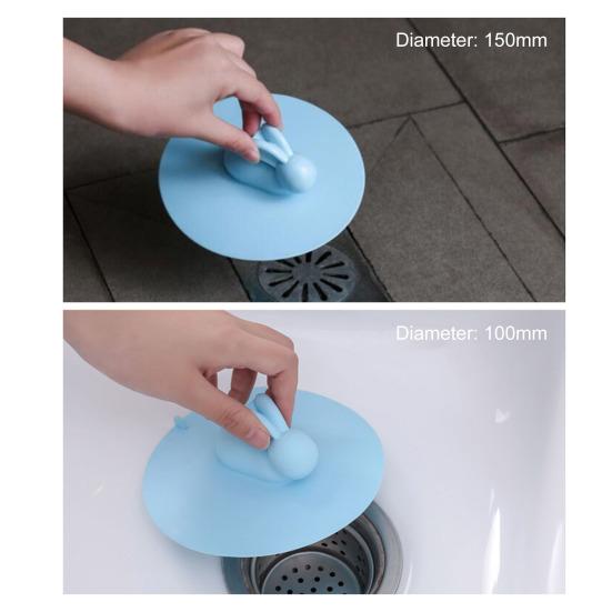 Сливная пробка для ванны, силиконовая крышка для сливного отверстия в полу с ручкой в ​​форме кролика, сильное всасывание, защита от протечек, защита от запаха, универсальная пробка для ванны для ванной комнаты