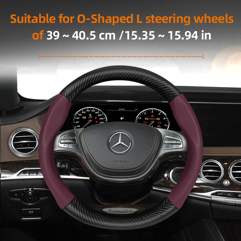 ATOW5 Suitable for Mercedes-Benz Breathable Leather Matte Carbon Fiber Texture Steering Wheel Cover Suitable for E Class S C a Glc Suv Eqc