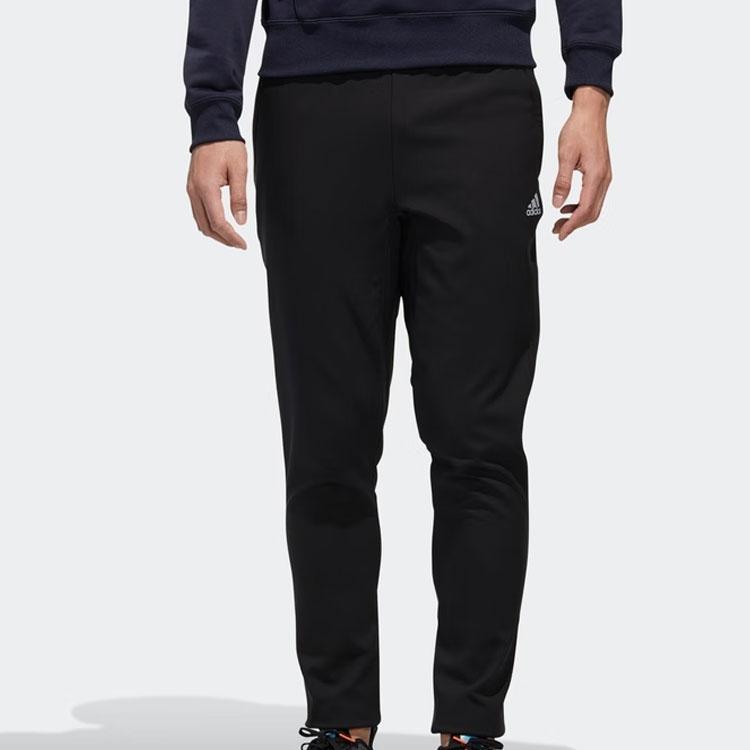 Adidas Solid Color Straight-Leg Drawstring Casual Pants Men Bottoms Black GE0398