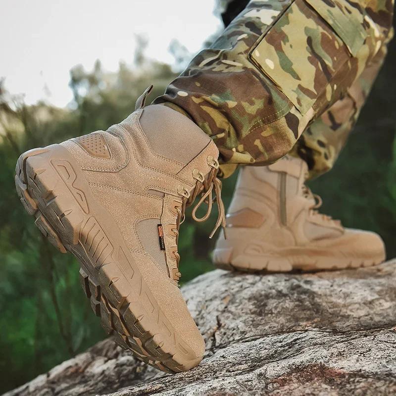 New Men Tactical Boots Ankle Waterproof Desert Hunting Hiking Shoe Unisex Lace Up Male Army Boot Brand Motorcycle Climbing Shoes