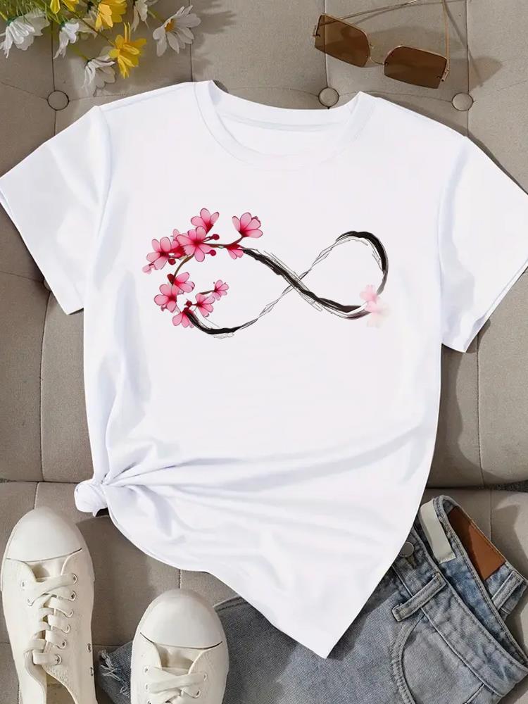 (Азиатский размер) Принт Мода Женская Футболка Топ Женская Одежда Футболка принт сердце любовь Женская Футболка с Коротким Рукавом Графические Футболки