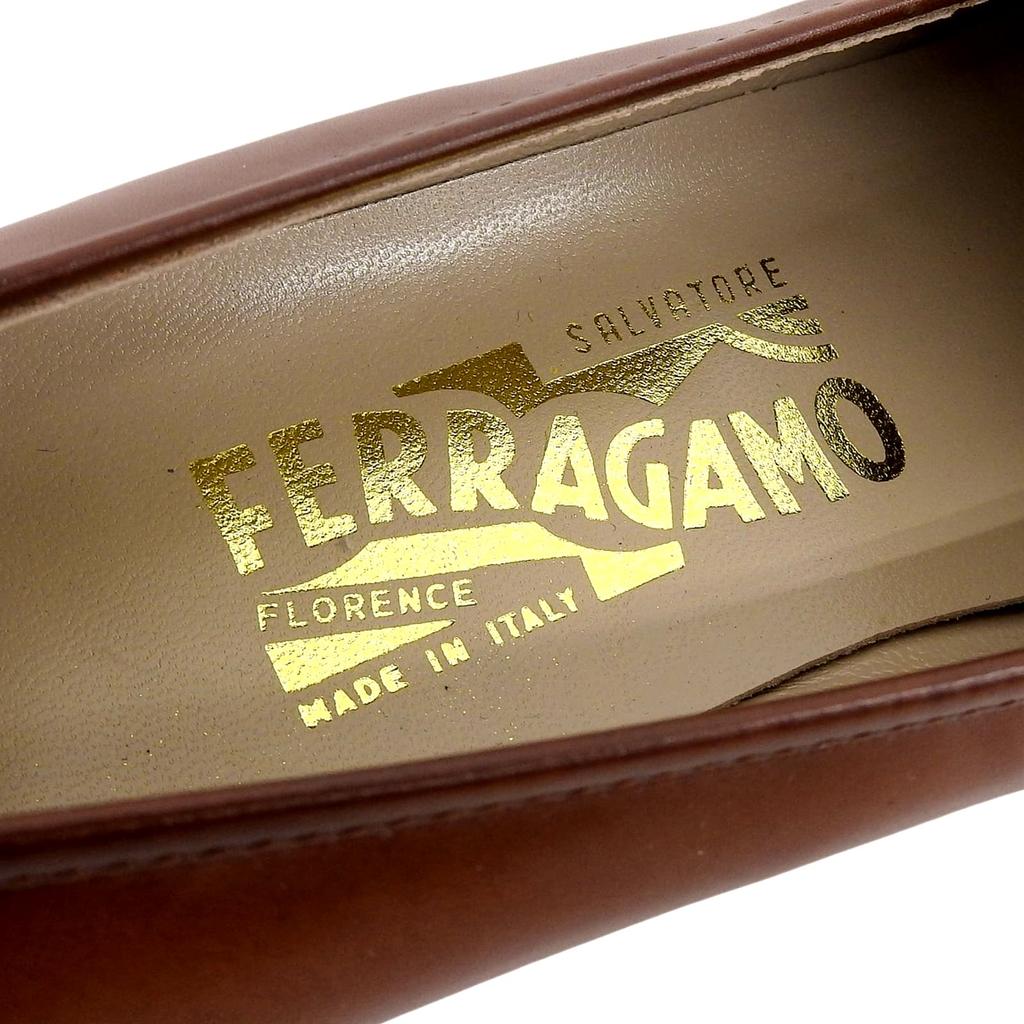 Salvatore Ferragamo Лоферы BABS Double Gancini Коричневая кожа Женские 7 33209 Б/у