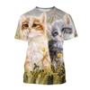 Cute Cat 3D Printed T Shirt For Men Classic Animal Art Painting Short-sleeved Tees Round Neck T-shirt Casual Tops Summer Clothes
