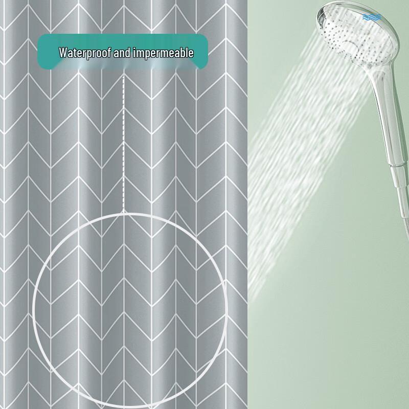 Handon Large Grid Waterproof Shower Curtain Set