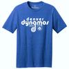 Логотип Denver Dynamos 1973 года NASL Футбол Футболка унисекс из смеси Tri-Blend Королевский меланж