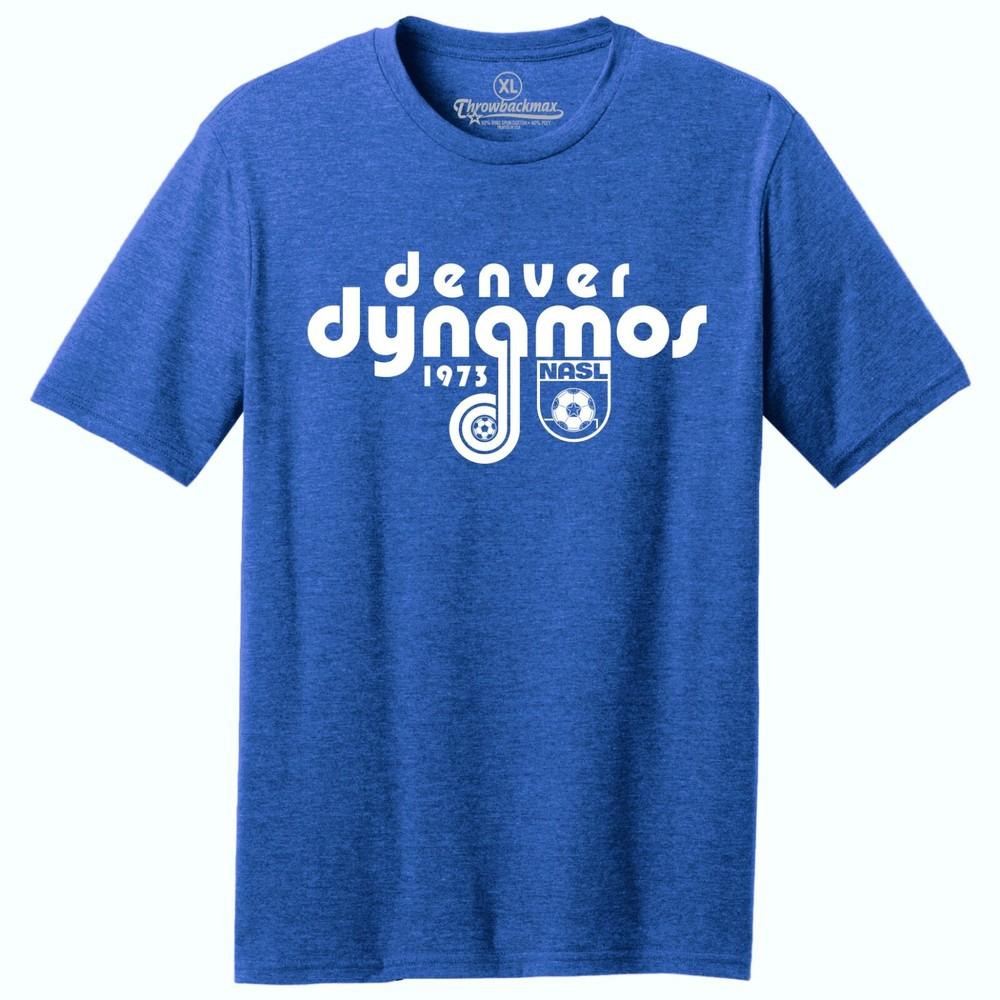 Логотип Denver Dynamos 1973 года NASL Футбол Футболка унисекс из смеси Tri-Blend Королевский меланж