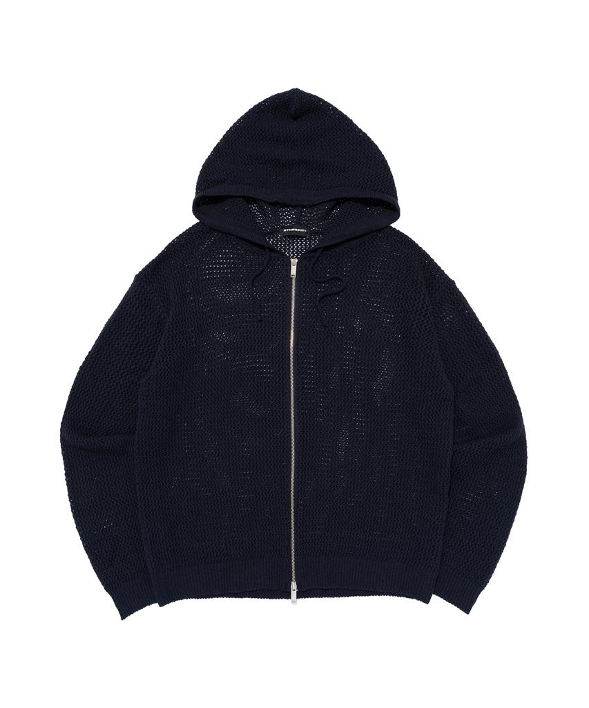 OTHERFITS Scaly Net Knit Zip-Up Hoodie (Navy)