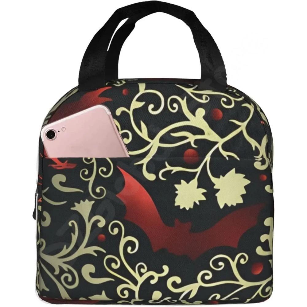 Сумка для ланча «Летучие мыши на Хэллоуин», многоразовая коробка для ланча, водонепроницаемая термосумка Bento, сумка-холодильник для ланча для женщин, изолированная сумка