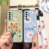 Durable Ring Phone Case For Tecno Camon17P Phone Holder Silicone Waterproof Dirt-resistant Flower Oil Painting Lanyard