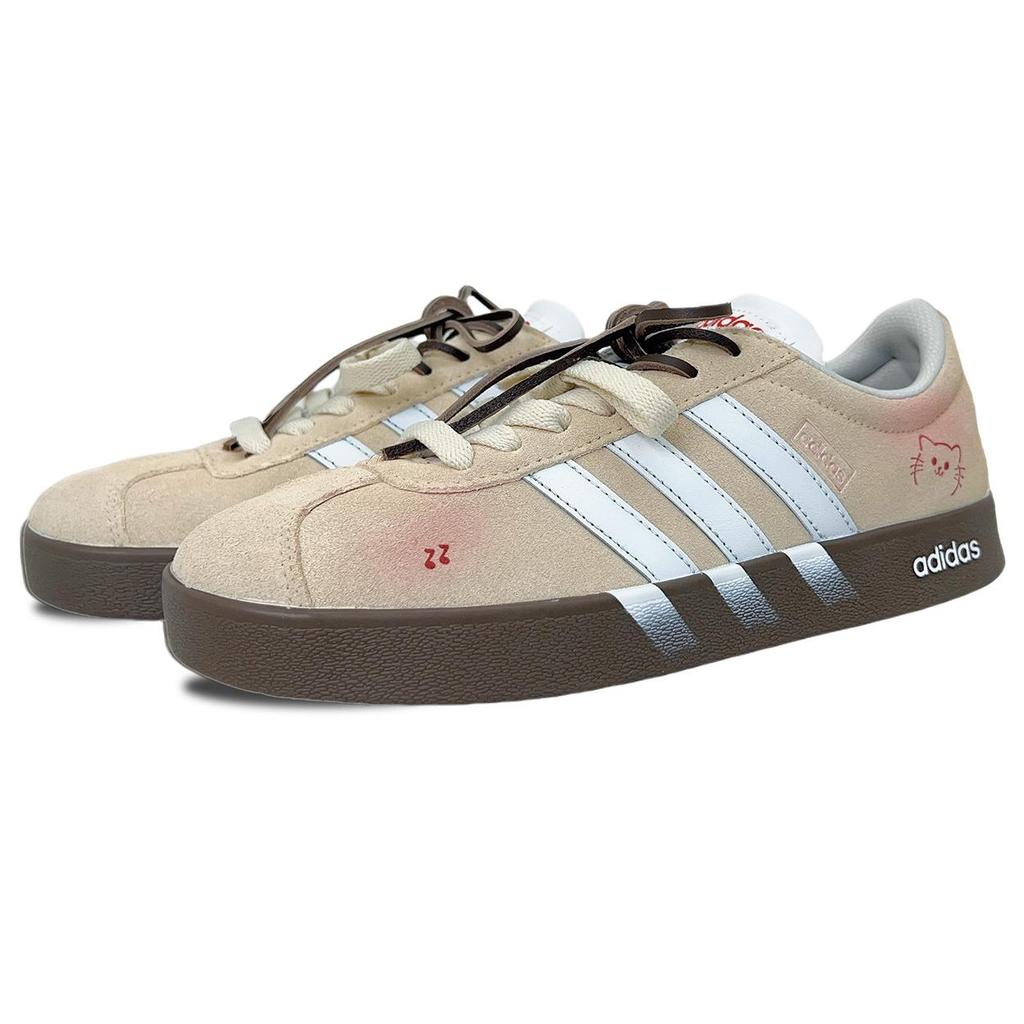 adidas VL COURT 2.0 Замшевая амортизация Устойчивость к истиранию Низкие кеды для скейтбординга Унисекс Абрикосовый HQ1802(Команда1248- )
