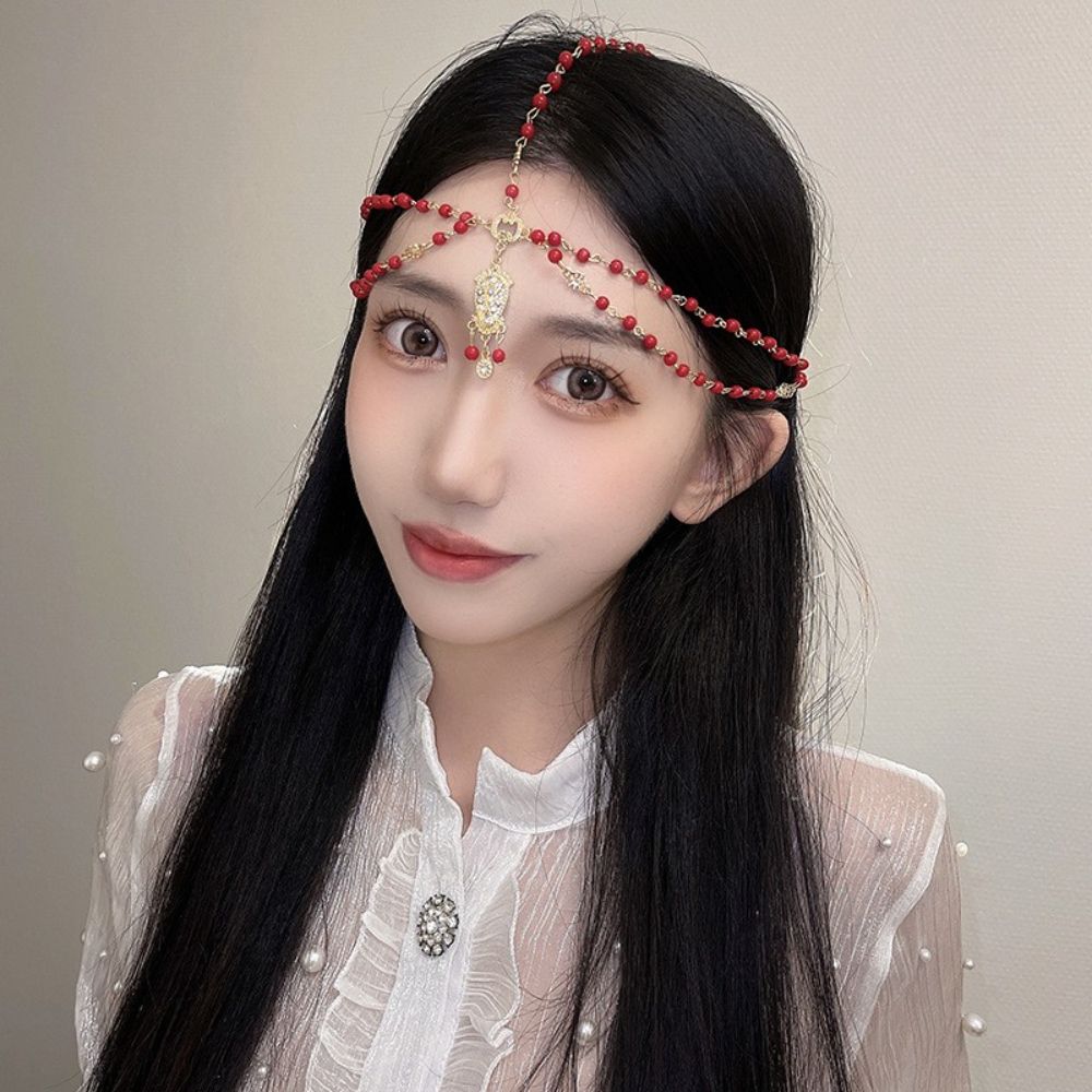Прическа в стиле бохо Национальный стиль Цепочка на лоб Цепочка с бахромой Модные украшения Подвеска с кисточкой
