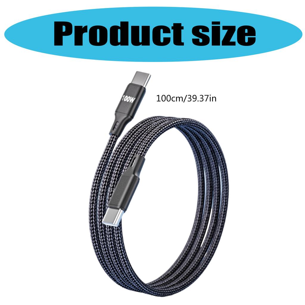 Зарядный кабель USB C PD100W Тип C на Тип C 1 м Быстрая зарядка Плетеный нейлон Для мобильных устройств
