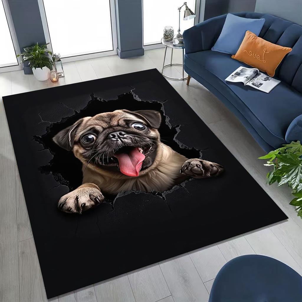 3D Иллюзия Пробивающий Стену Собака Щенок Милый Коврик для Спальни Гостиной Дивана Домашний Дверной Коврик Декор,Большой Детский Игровой Нескользящий Напольный Коврик