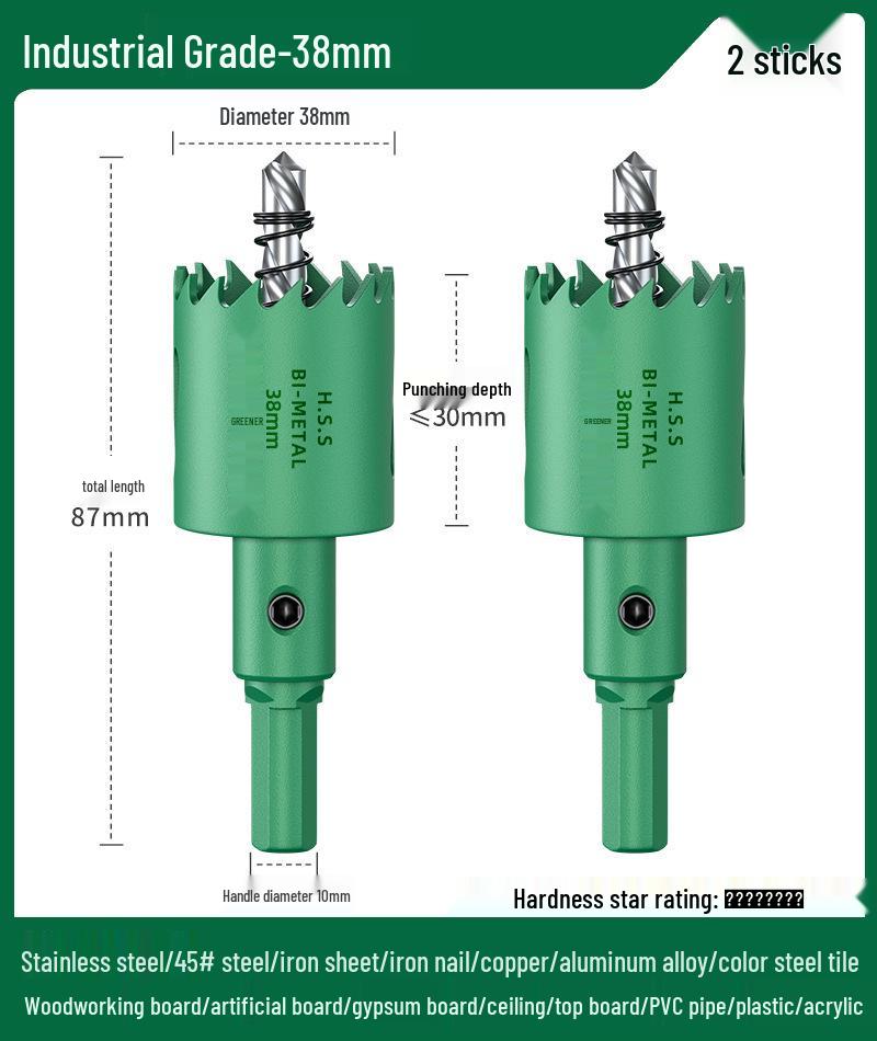 Green Forest Hole Saw Drill Bit for Metal, Wood, Plastic, and Gypsum Board
