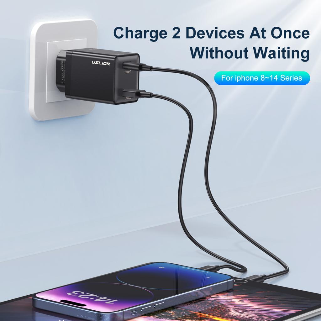 33 Вт GaN USB C зарядное устройство PD быстрая зарядка для iPhone 15 14 13 12 Max Pro iPad EU Plug USB Type C быстрая зарядка для Xiaomi Samsung