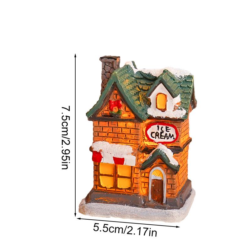 1 шт. Поделка Настольный Домашний Декор Теплое Освещение Снежный Покров Смола Романтическая Рождественская Фигурка Статуэтка Светящийся Домик Украшение Фестиваль