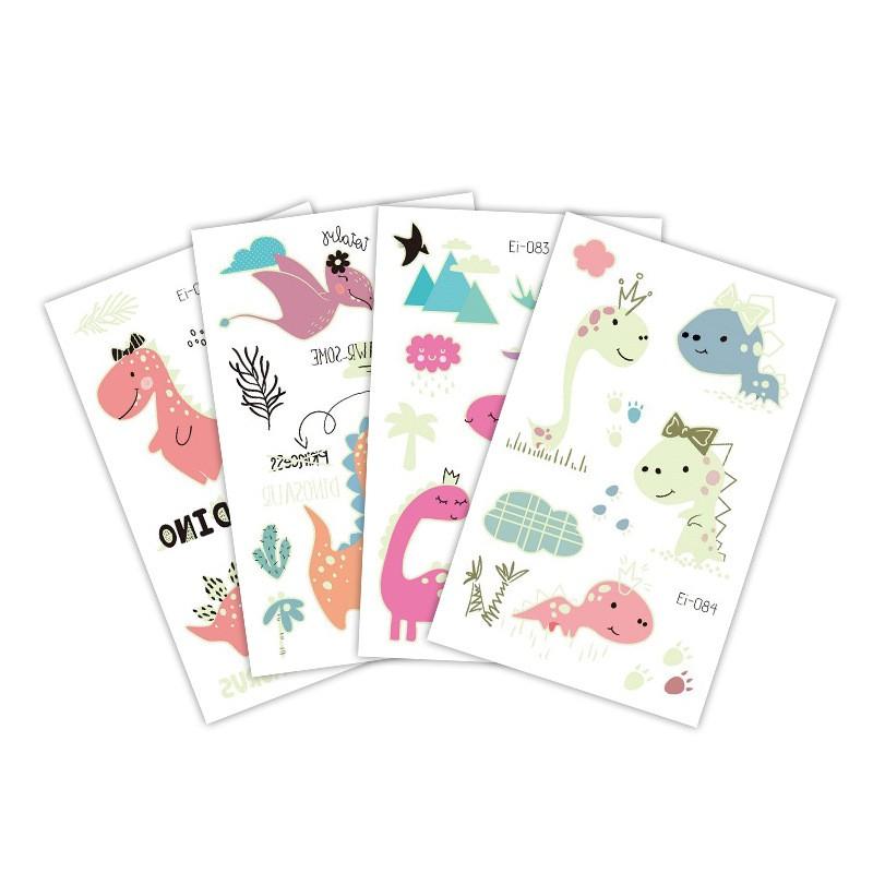 Новые светящиеся наклейки-тату динозавра, детские забавные светящиеся наклейки с героями мультфильмов, наклейки-татуировки