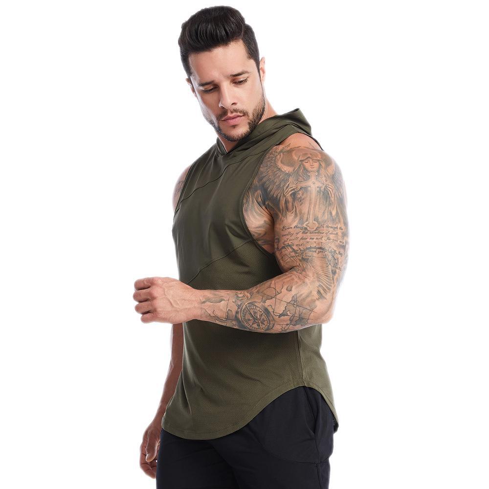 Мужской быстросохнущий спортивный жилет с капюшоном для летних пробежек и баскетбола на открытом воздухе