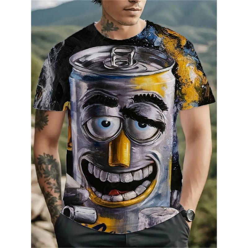 New Street Style Funny Men's Clothing Casual T-shirt 3D Printing Fun Animal Graphics Short Sleeved Loose Round Neck Top For Men