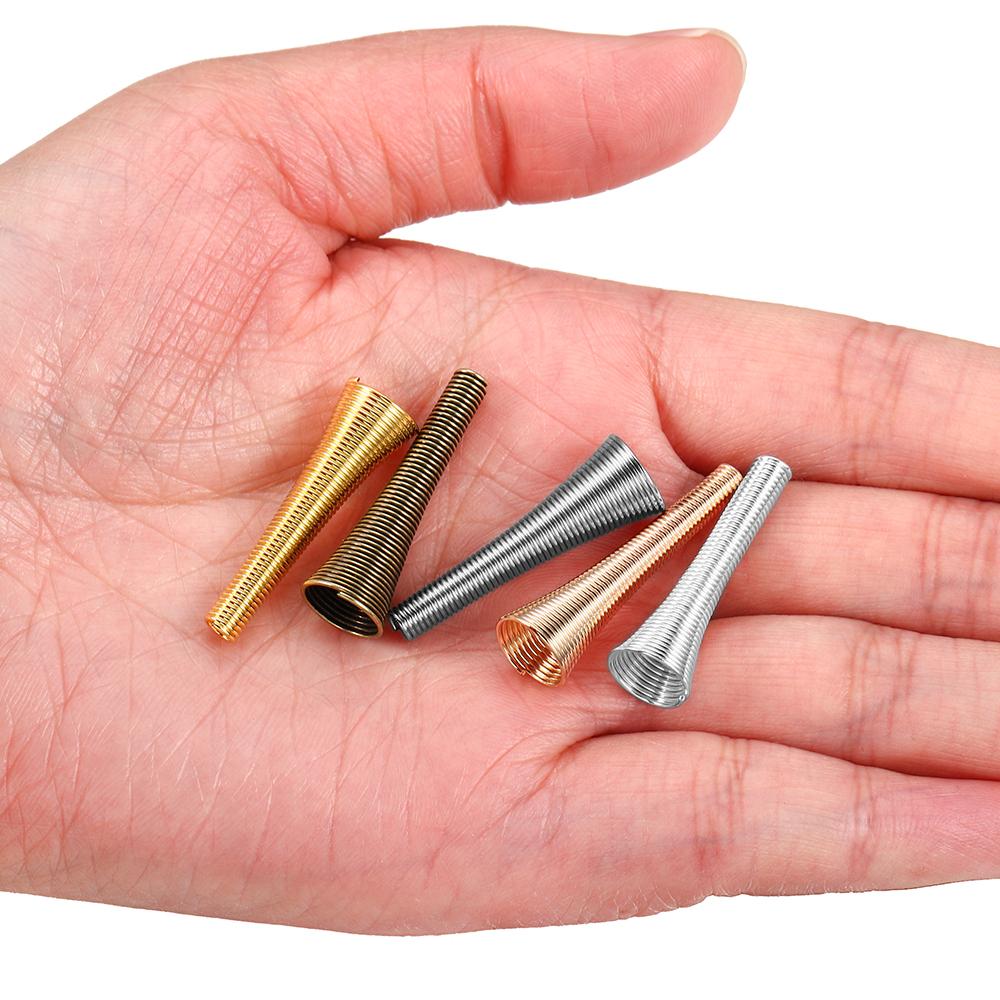 12 шт., металлические пружинные колпачки в форме воронки, шапки для бисера, принадлежности для самостоятельного изготовления бисера, конусные пружинные колпачки для изготовления ювелирных изделий, аксессуары