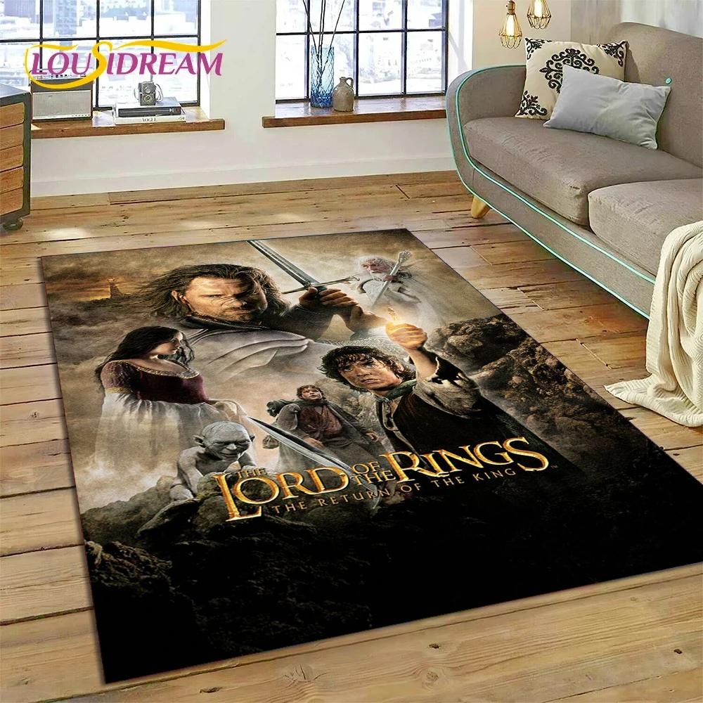 3D L-Lord of The Rings H-Hobbit Movie HD Rug Carpet for Living Room Bedroom Home Decor,Non-slip Decoration for Sofa Doormat Gift