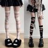 New Fashion Ultrathin Women Spicy Girl Bandage Stripe Long Sock Female Japanese Lolita Jk Sexy Summer Cross Tube White Stockings
