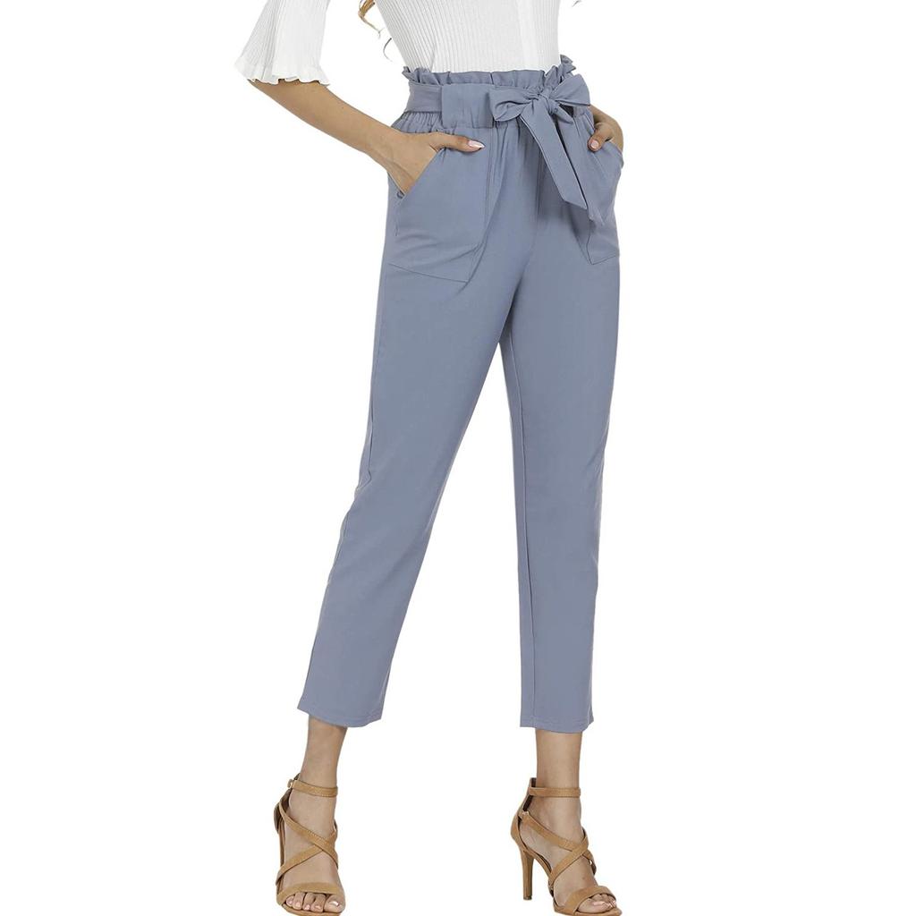 Женские однотонные брюки с карманом и эластичной резинкой на талии для отдыха