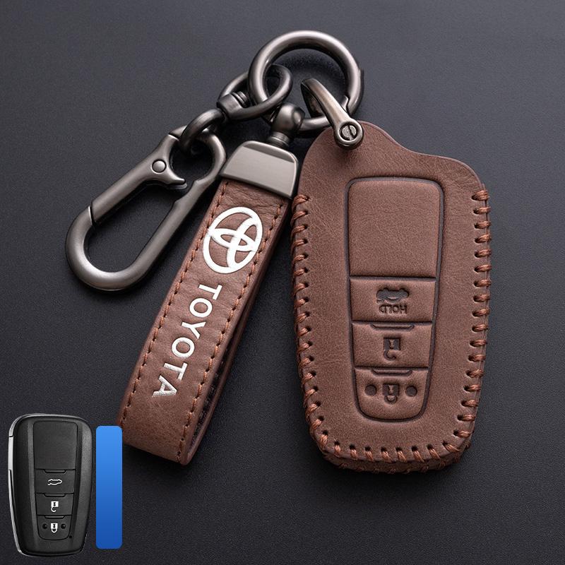 Leather Car Smart Remote Key Case Cover Holder Shell Fob For Toyota Corolla Prius Camry CHR C-HR RAV4 Altis Land Cruiser Prado