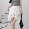 Эластичная талия, белая, черная, нерегулярная мини-юбка Kawaii, школьная короткая юбка в японском стиле Y2k с эстетическими оборками, женская уличная одежда