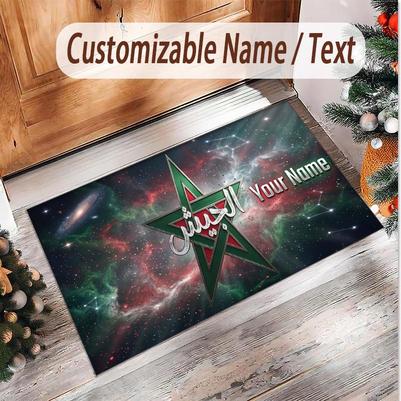 Personalized Crystal Velvet Carpet Morocco Football Pattern Non Slip Floor Rug