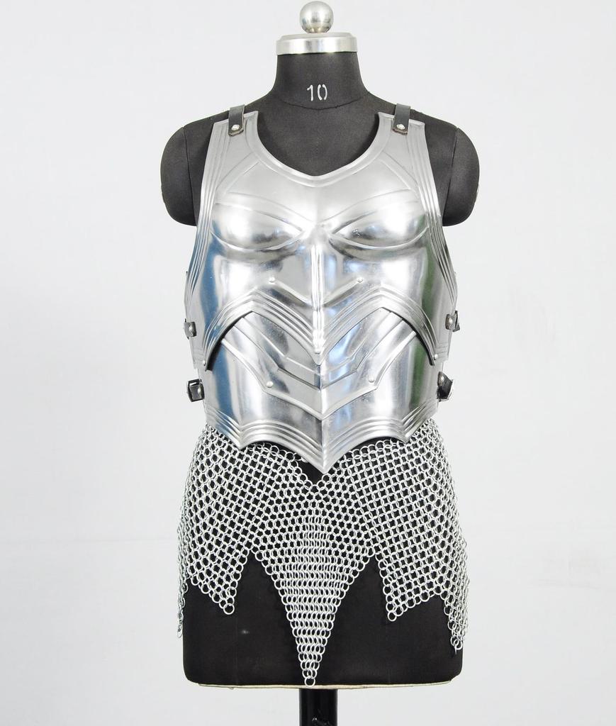 Women's 18 Gauge Steel Cuirass Armor with Gorget & Pauldrons Medieval Costume Set