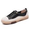Women's Korean Style White Elastic Band Slip-on Sneakers - Soft Sole, Hollow Design Leather Flats