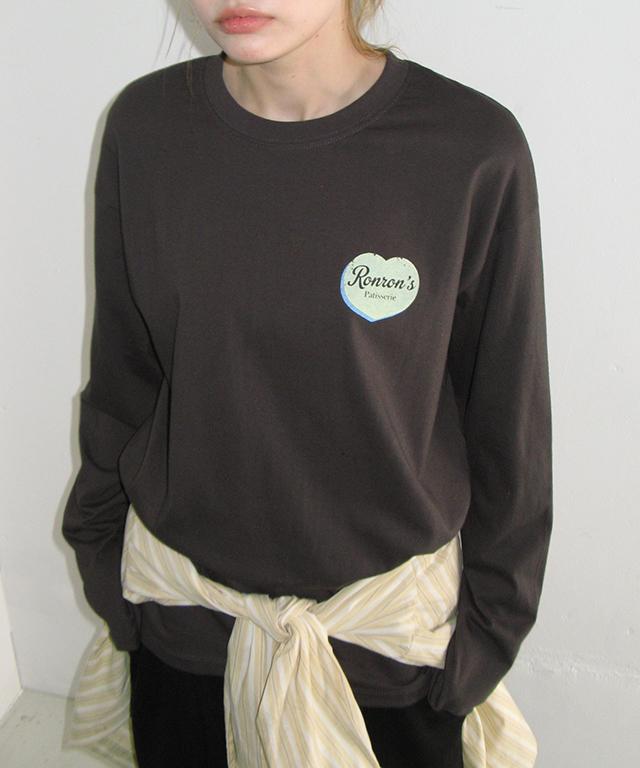 RONRON Heart Pastry Over Fit Long Sleeve Charcoal