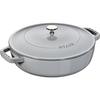 Staub Braiser Saut? Pan, Gray, 24cm, Double-Handled, Cast Iron Enamel, Shallow, Sukiyaki, Induction Compatible [Official Japanese Product] Braiser 405