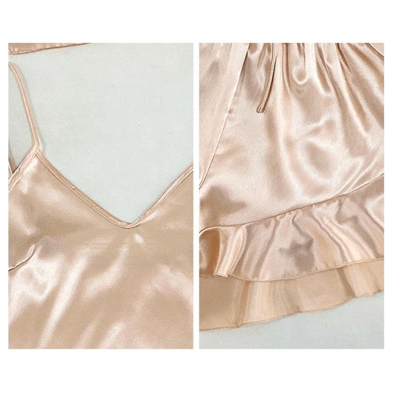 Пижамный комплект из трех предметов. Весенне-летние подтяжки, шорты, брюки. Домашняя одежда. Мягкий пижамный комплект для отдыха.