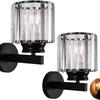 Современные настенные светильники, набор из 2 штук, E27 Черные серебристые хрустальные настенные бра, настенные осветительные приборы для спален, гостиной, коридора, прихожей, лестницы