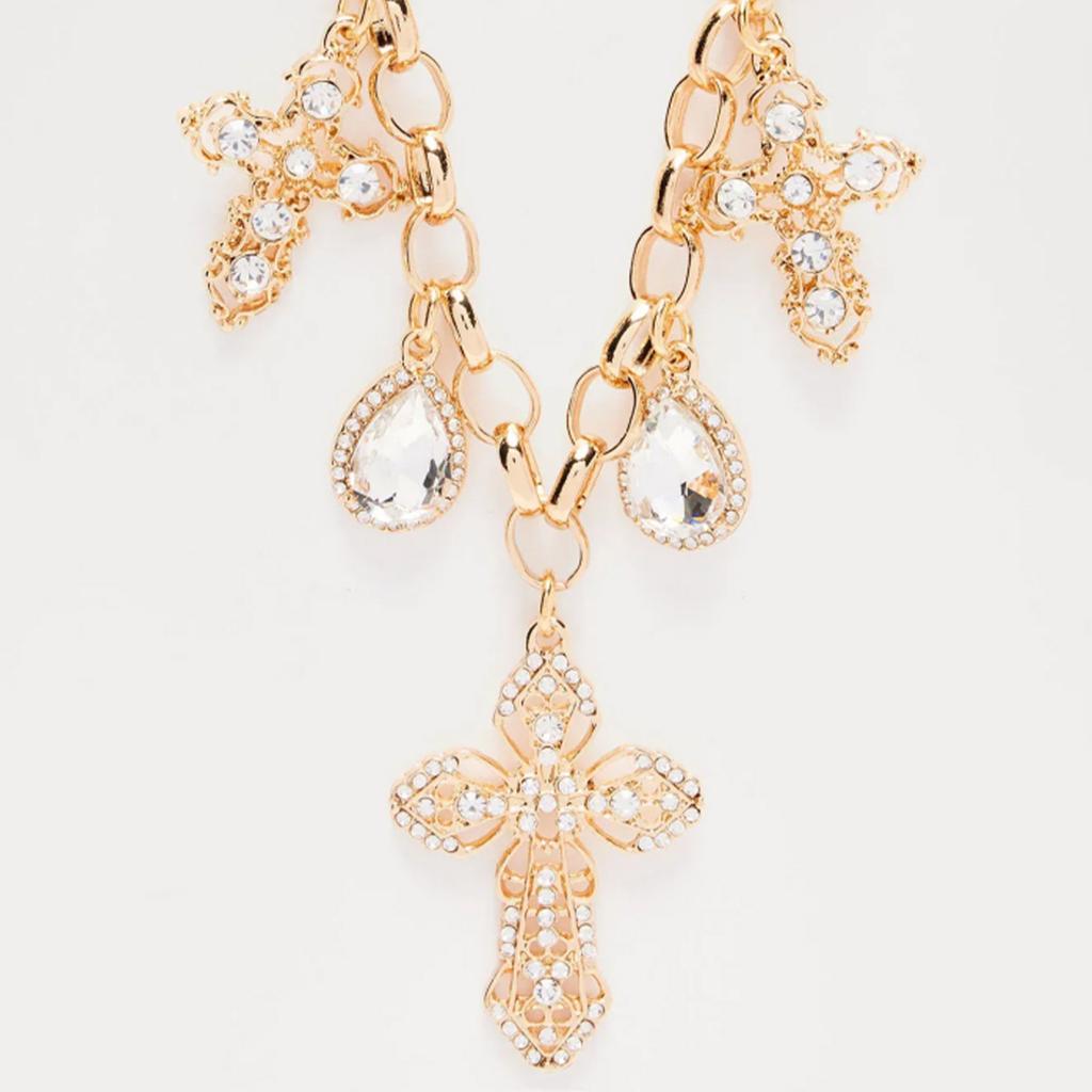 Хип-хоп ожерелье с подвеской в виде креста, панк-аксессуар со стразами