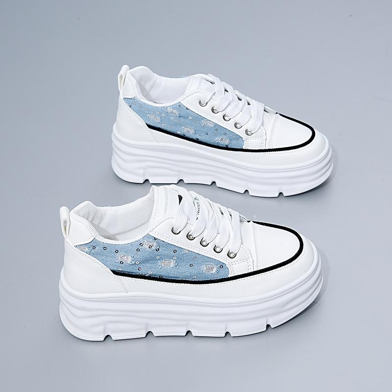 Повседневная обувь для ходьбы для женщин. Удобные кроссовки из искусственной кожи со шнуровкой на толстой платформе. Нескользящие теннисные кроссовки. Женские дышащие кроссовки для бега.