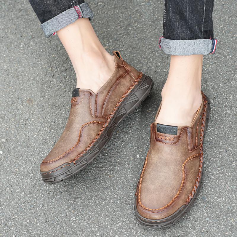 Мужская кожаная повседневная кожаная обувь большого размера с высоким берцем в стиле ретро, короткие сапоги