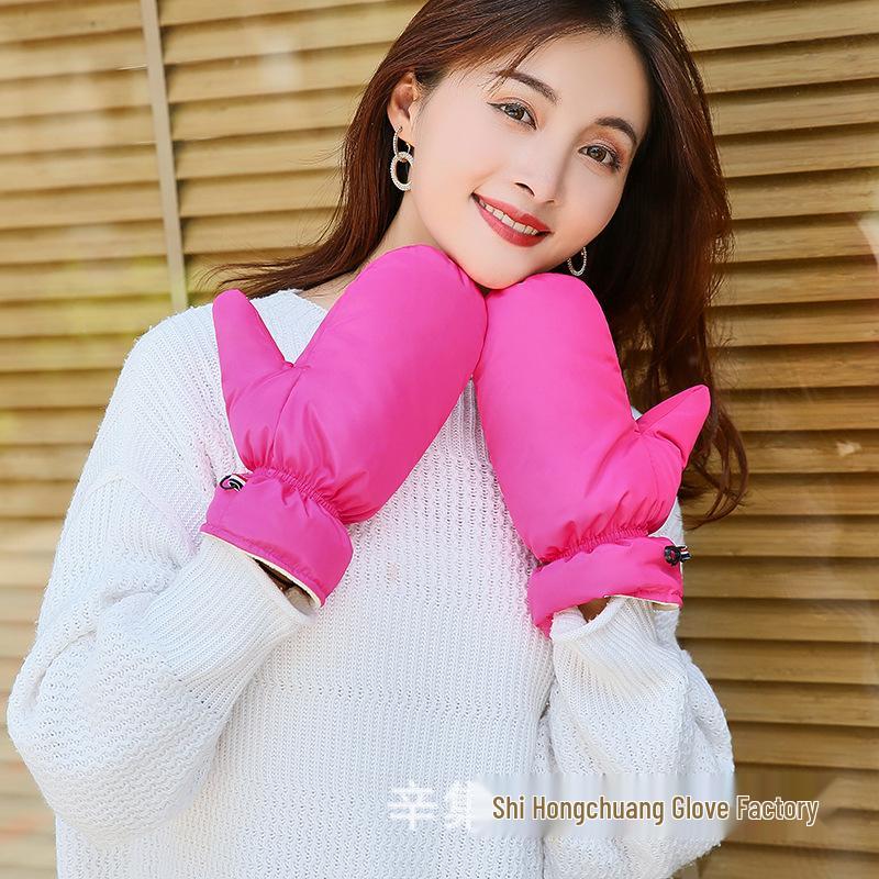 Мужские и женские ветрозащитные зимние велосипедные перчатки - Толстые, теплые хлопковые варежки