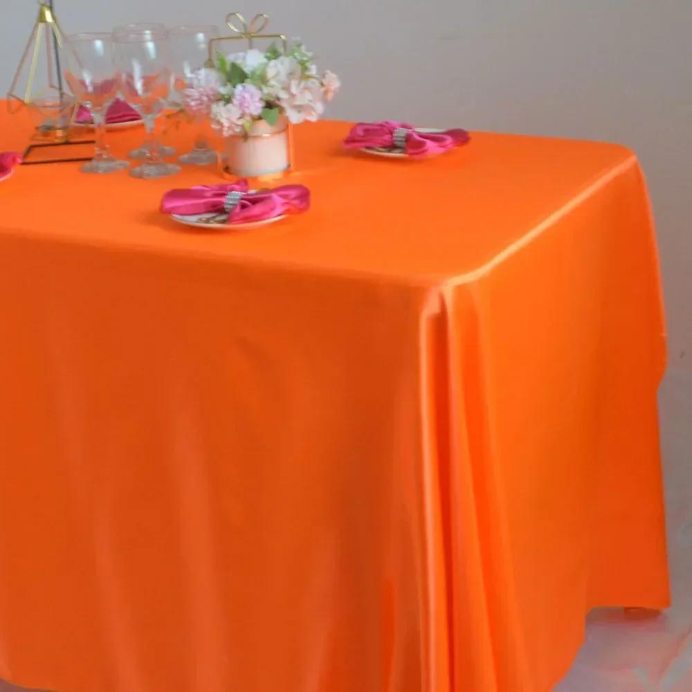 White Red Pink Satin Tablecloth 145x180cm for Wedding Party Birthday Christmas Dining Table Decoration Cover