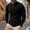 Мужская вафельная футболка-henley с длинным рукавом и карманом