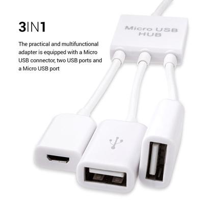 Адаптер-концентратор Micro USB OTG для смартфона/планшета Разветвитель Micro USB для Apple, Samsung, Lenovo