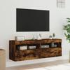 Vidaxl Ścienne Szafki Tv Z Led, 2 Szt., Przydymiony Dąb, 60X30X40 Cm