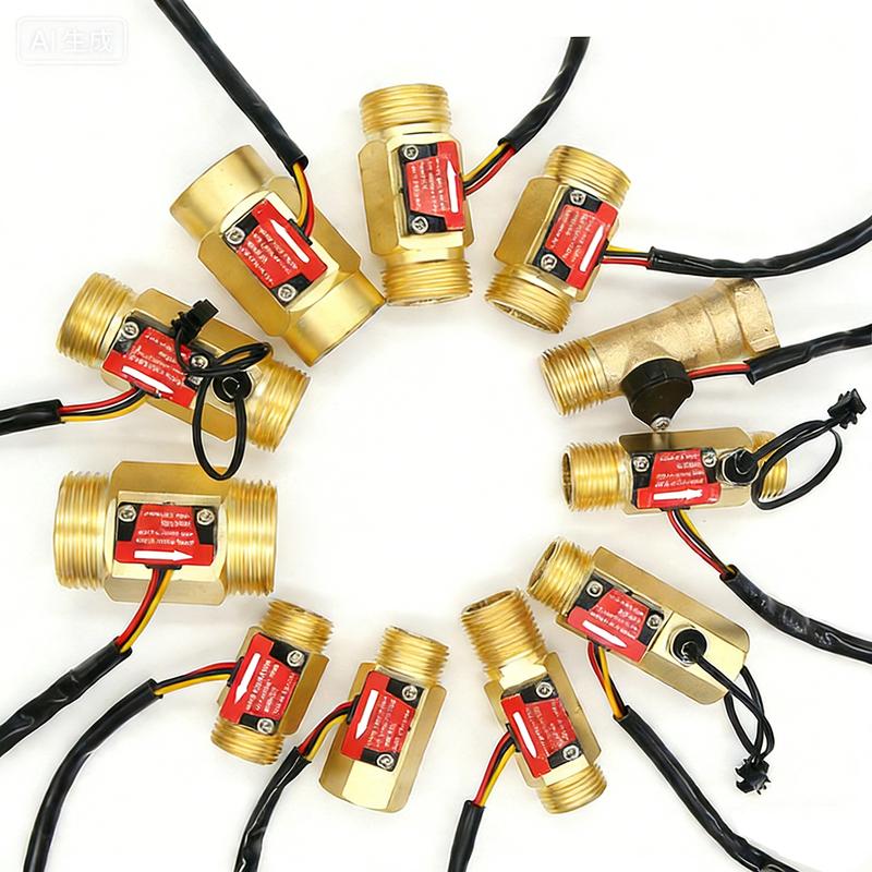 Hall Water Flow Sensor G1/2 G3/4 G1 Brass Flow Meter Electromagnetic Pulse Signal Output Liquid Flow Rate Sensor Indicator