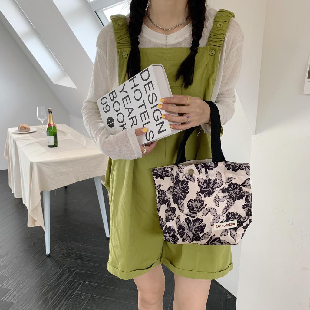 New Literary Small Fresh Portable Bento Bag Casual Women Hand Bag Supply Snack Storage Bag