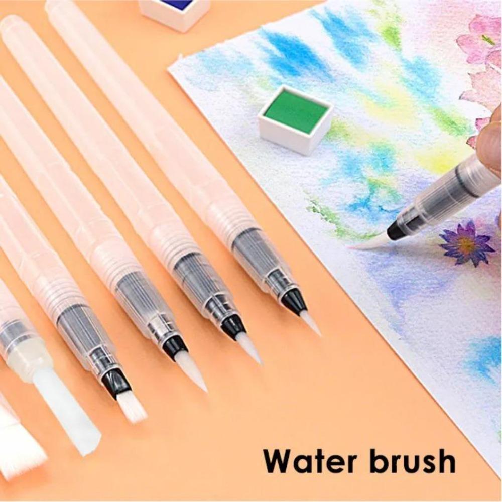 3/6Pcs Plastic Water Pen Water Soluble Colored Art Supplies Watercolor Soft Pen Brush