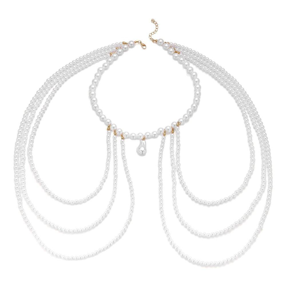 Multi Layer Imitation Pearl Shoulder Chain Gold Chain Shoulder Body Chain  Fashion Events