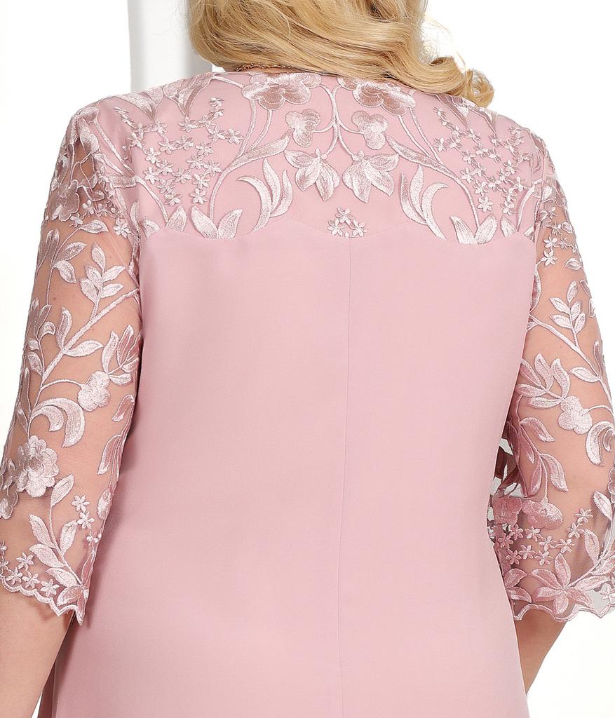 Plus Size Summer Dress Elegant Embroidery Chiffon Prom Formal Party Dresses for Chubby Women Loose Ladies Church Dress