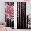 2pcs,2D Plane Printing Popular Curtains Glittering Rose Versatile Polyester Fabric (without Rod) Outdoor Decorations for